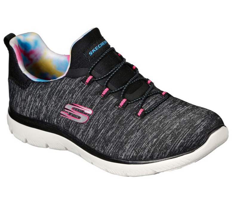 Skechers Summits - Rainbow Swirl - Womens Sneakers Black/Pink [AU-JH0582]